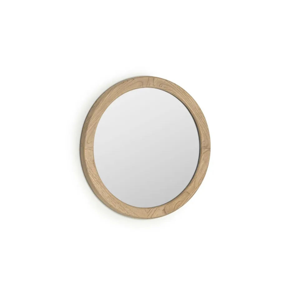 Kave Home Ronde Spiegel Alum Mindi-hout* Ronde Spiegels