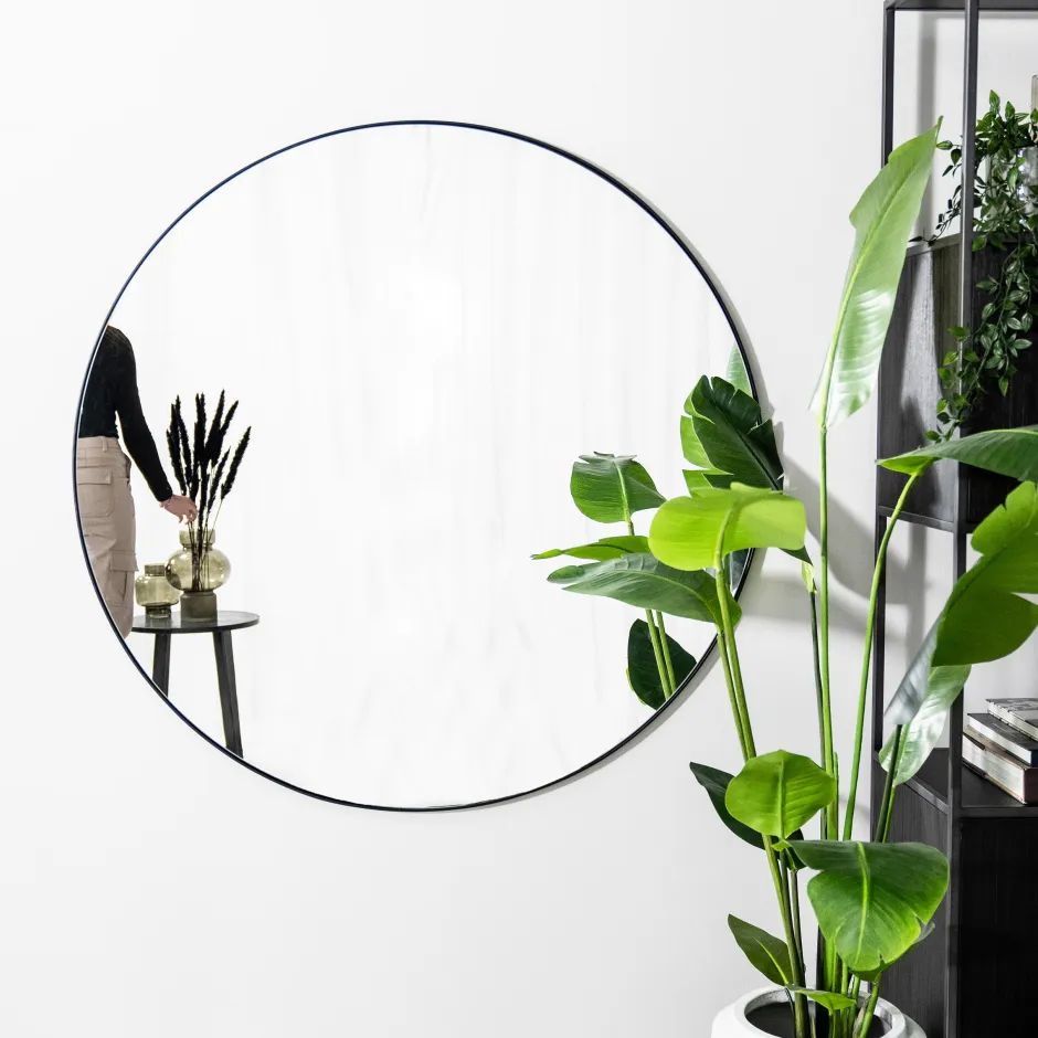 By-Boo Ronde Spiegel Immense XXL 120cm* Zwarte Spiegels|Ronde Spiegels