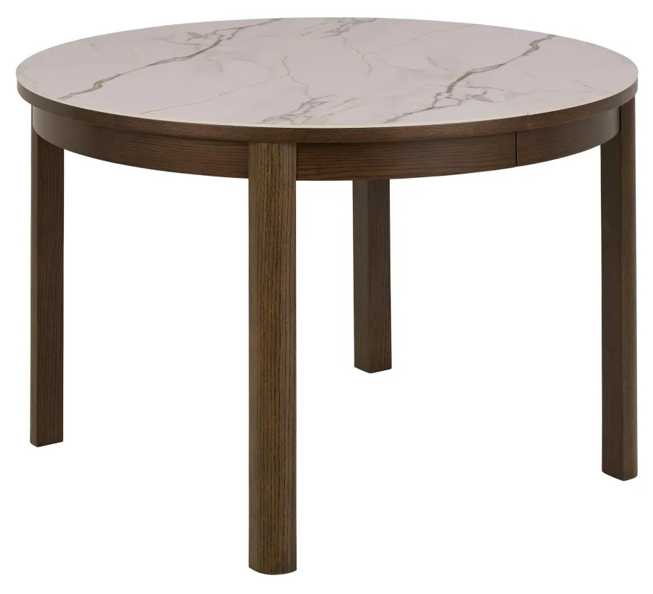 Bendt Ronde Uitschuifbare Eettafel Jawana Marmerlook en eikenfineer, 120cm* Uitschuifbare Eettafel|Marmeren Eettafel