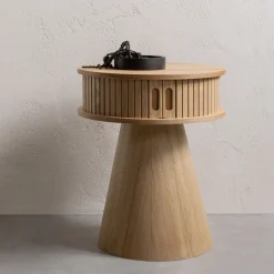 WOOOD Rond Nachtkastje Karri Populierenhout, 38cm* Nachtkastjes|Nachtkastjes
