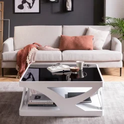 Artistiq Living Salontafel Avionne 90cm* Vierkante Salontafel|Glazen Salontafel