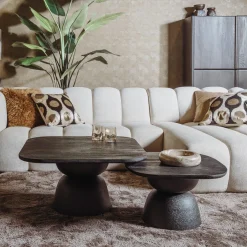 Tower Living Salontafel Barza Mangohout, Set van 2 stuks, kleur Zwart* Vierkante Salontafel