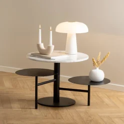 Bendt Salontafel / Bijzettafel Saprina Marmer en staal, Met 3 bladen, kleur* Ronde Bijzettafel|Ronde Salontafel