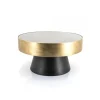 By-Boo Salontafel Bunga 75cm zwart/goud met glazen blad* Glazen Salontafel|Ronde Salontafel