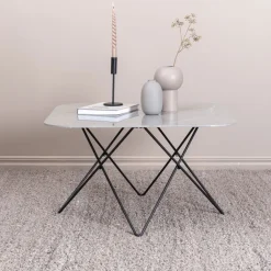 Nohr Salontafel Dominique Marmerlook, 80 x 80cm* Vierkante Salontafel|Glazen Salontafel