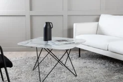 Nohr Salontafel Dominique Marmerlook, 80 x 80cm* Vierkante Salontafel|Glazen Salontafel