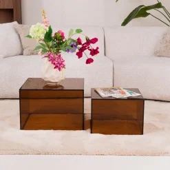 Bendt Salontafel Flavian Glas, Set van 2 stuks, kleur* Vierkante Salontafel|Glazen Salontafel