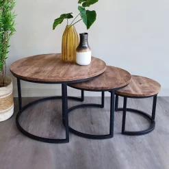 Brix Salontafel Jerrel Set van 3 stuks* Salontafel Set|Ronde Salontafel