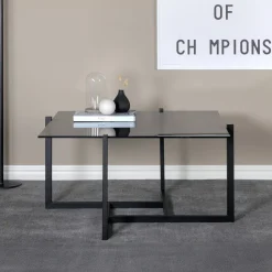 Nohr Salontafel Katelynne Glas, 80 x 80cm* Vierkante Salontafel|Glazen Salontafel