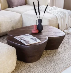 Eleonora Salontafel Mila Set van 2 stuks Organisch, kleur Bruin* Salontafel Set|Organische Salontafel