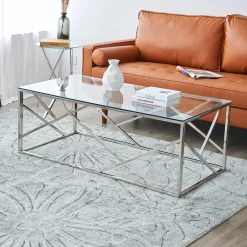 Artistiq Living Salontafel Mischa 120 x 60cm, kleur zilver* Glazen Salontafel