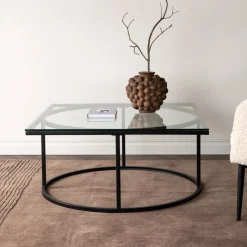 Nohr Salontafel Nycole Glas, 90 x 90cm* Vierkante Salontafel|Glazen Salontafel