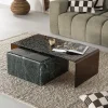 By-Boo Salontafel Ripple/Dice Glas en marmer, Set van 2 stuks* Vierkante Salontafel|Glazen Salontafel