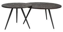 ZILT Salontafel Yasmijn Teakhout, Set van 2 stuks* Bijzettafels Set|Ronde Bijzettafel