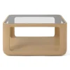 Jesper Home Salontafel Yobeko Mudstone textuur en glas, 80 x 80cm* Vierkante Salontafel|Glazen Salontafel
