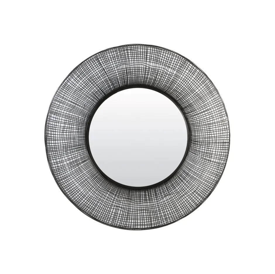 Light & Living Spiegel Samat Ø89cm* Zwarte Spiegels|Ronde Spiegels