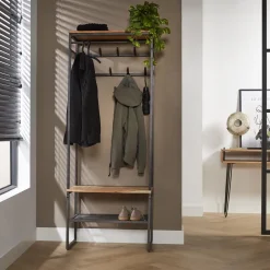 LifestyleFurn Staande Kapstok Kelsie 182 x 70cm, acaciahout* Staande Kapstokken