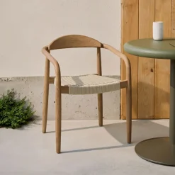 Kave Home Tuin / Eetkamerstoel Nina Acaciahout* Terrasstoelen|Beige Eetkamerstoelen
