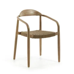 Kave Home Tuin / Eetkamerstoel Nina Eucalyptushout* Beige Eetkamerstoelen|Eetkamerstoelen Met Armleuning