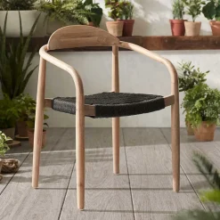 Kave Home Tuin / Eetkamerstoel Nina Eucalyptushout* Beige Eetkamerstoelen|Eetkamerstoelen Met Armleuning