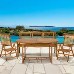 Artistiq Living Tuinset Larissa 2 stoelen + 1 bank + 1 uitschuifbare tafel, Acaciahout* Loungesets