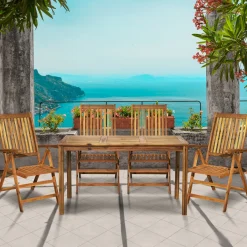 Artistiq Living Tuinset Larissa 4 stoelen + 1 tafel, Acaciahout* Eettafels Voor In Je Tuin