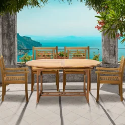 Artistiq Living Tuinset Larissa 4 stoelen + 1 uitschuifbare tafel, Acaciahout* Eettafels Voor In Je Tuin