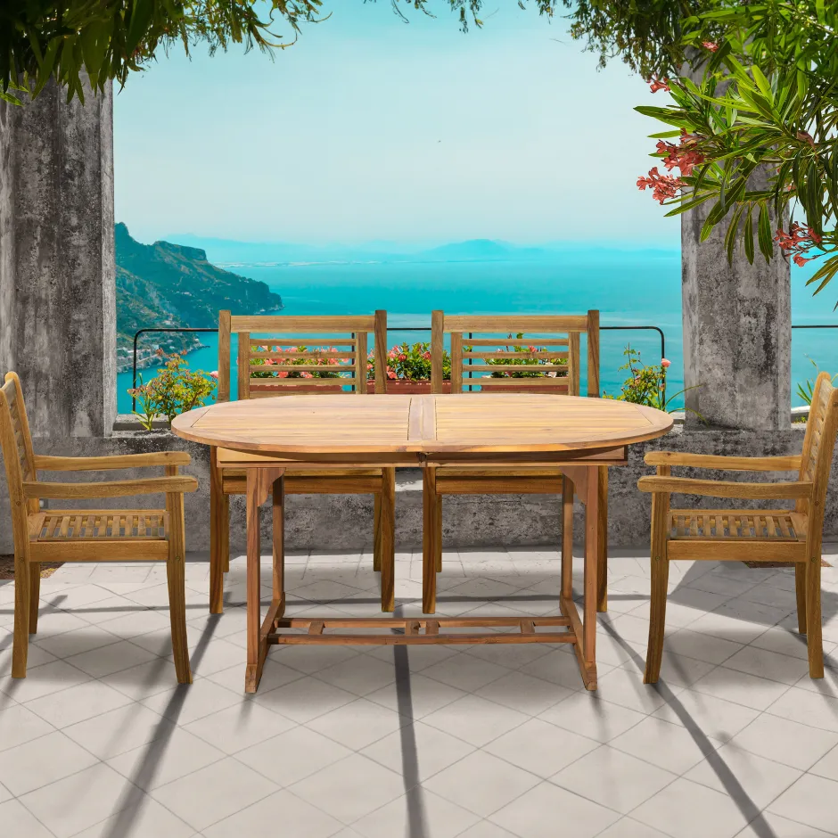 Artistiq Living Tuinset Larissa 4 stoelen + 1 uitschuifbare tafel, Acaciahout* Eettafels Voor In Je Tuin