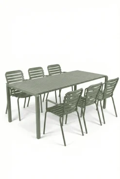 Zuiver Tuinset Vondel Met tuintafel en 6 stoelen met armleuning, 214 x 97cm* Eettafels Voor In Je Tuin
