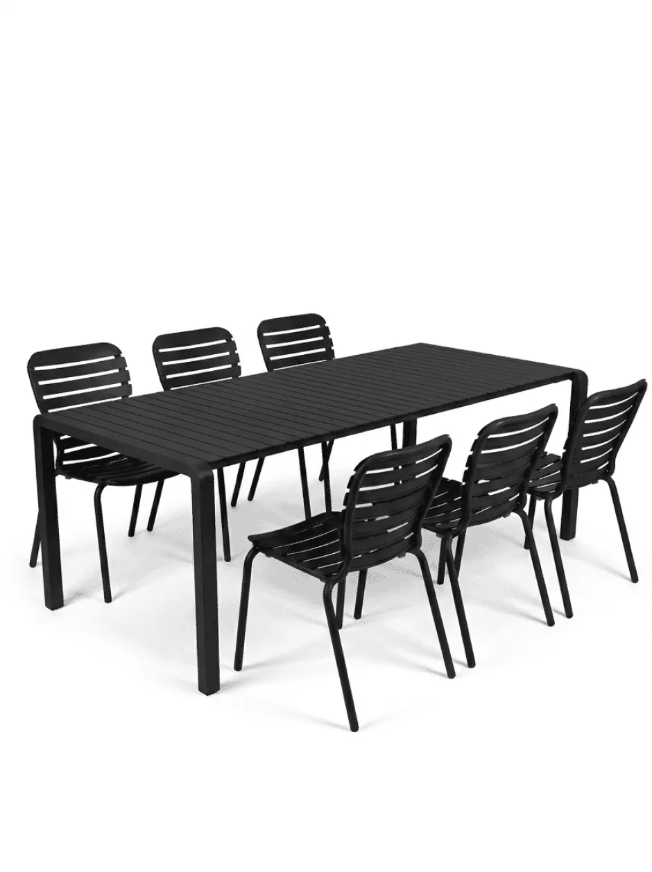 Zuiver Tuinset Vondel Met tuintafel en 6 stoelen met armleuning, 214 x 97cm* Eettafels Voor In Je Tuin