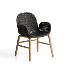 Kave Home Tuinstoel Alipa Met armleuning, Acaciahout en touw* Terrasstoelen