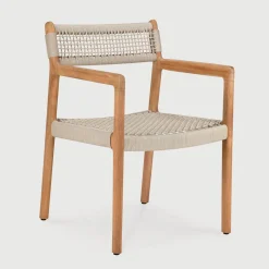 Ethnicraft Tuinstoel Jack Teak en geweven stof* Terrasstoelen