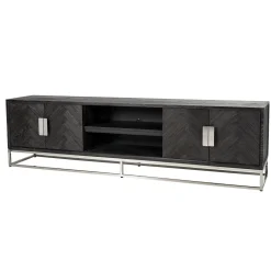 Richmond Interiors TV-meubel Blackbone Eikenhout en Staal, kleur Zwart /* Tv-Meubel Zwart