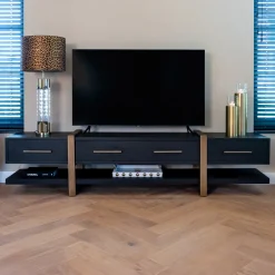 Richmond Interiors TV-meubel Cambon Eiken, 240cm* Tv-Meubel Zwart