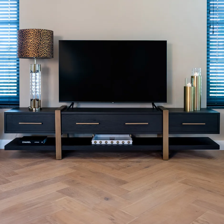 Richmond Interiors TV-meubel Cambon Eiken, 240cm* Tv-Meubel Zwart