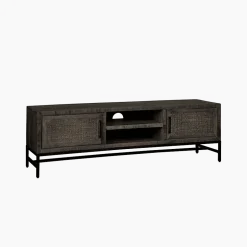 RENEW TV-meubel Carini Hout en Webbing, 160cm* Tv-Meubel Zwart