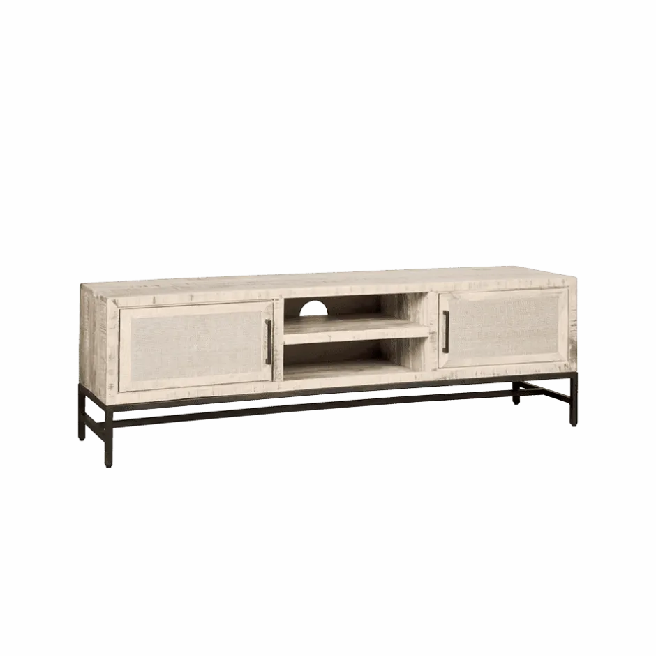 RENEW TV-meubel Carini Hout en Webbing, 160cm* Tv-Meubel Zwart