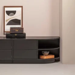 WOOOD TV-meubel Finca Rechts, Mat zwart, 78cm* Tv-Meubel Zwart