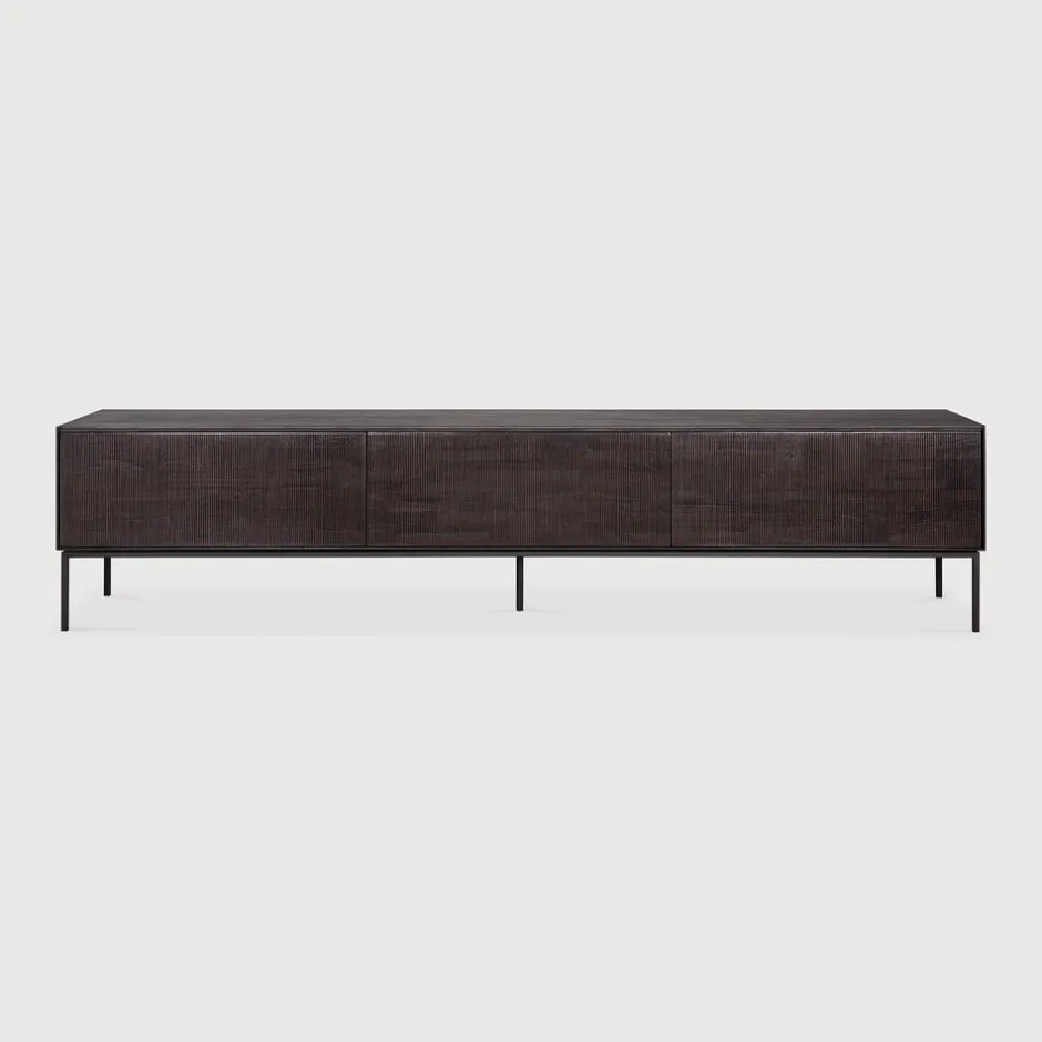 Ethnicraft TV-meubel Grooves Gevernist Teakhout* Tv-Meubel Zwart