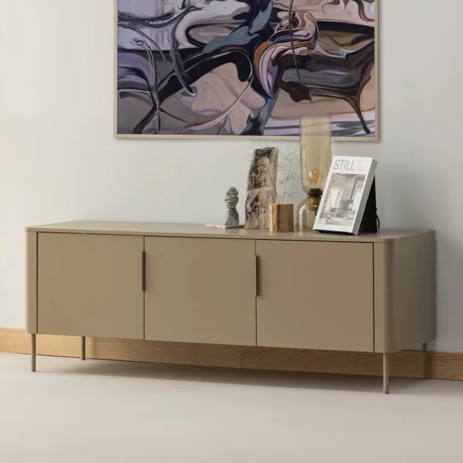 WOOOD TV-meubel Gunnar Grenenhout, 154cm, Zwevend of staand* Tv-Meubel Zwart