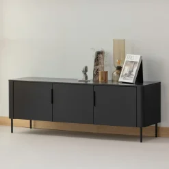 WOOOD TV-meubel Gunnar Grenenhout, 154cm, Zwevend of staand* Tv-Meubel Zwart