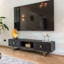 Richmond Interiors TV-meubel Hunter Eiken, kleur Zwart / , 190cm* Tv-Meubel Zwart