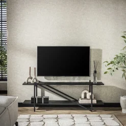 LifestyleFurn TV-meubel Jerrod Liquid metal* Tv-Meubel Zwart