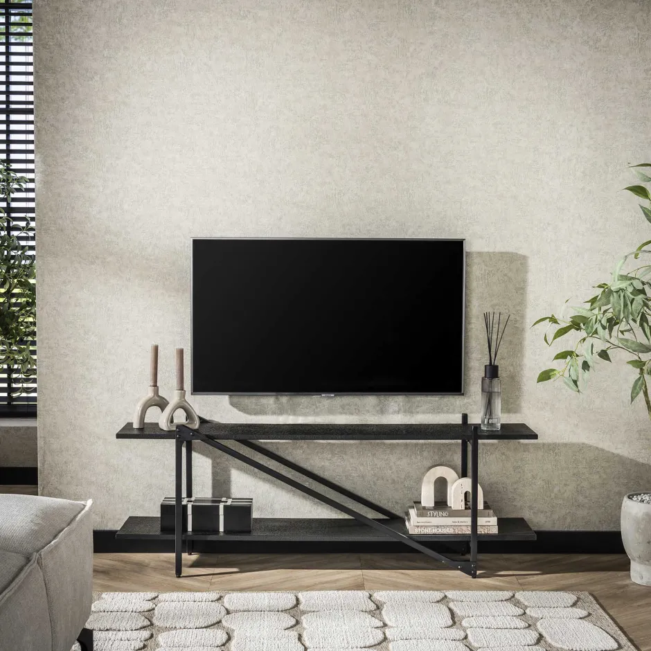LifestyleFurn TV-meubel Jerrod Liquid metal* Tv-Meubel Zwart