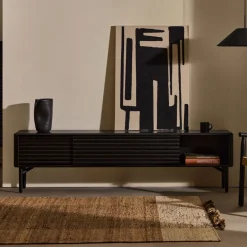 Kave Home TV-meubel Lenon Eikenhout, 200cm, kleur* Tv-Meubel Zwart