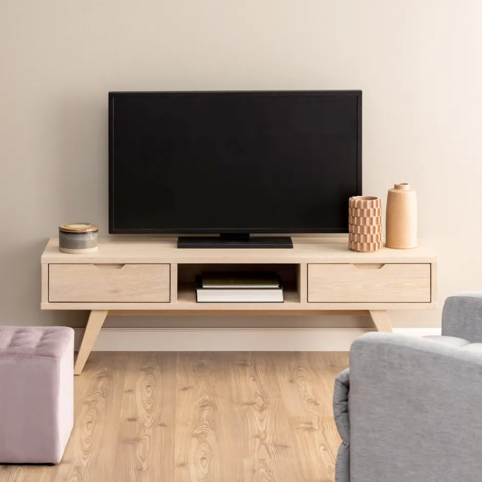 Bendt TV-meubel Mads 150cm eikenhout whitewash* Tv-Meubel Hout
