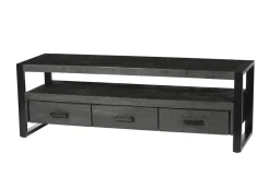 Livingfurn TV-meubel Norris Mangohout en staal, 150 cm* Tv-Meubel Zwart