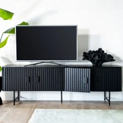 Eleonora TV-meubel Remi Mangohout en metaal, kleur* Tv-Meubel Zwart