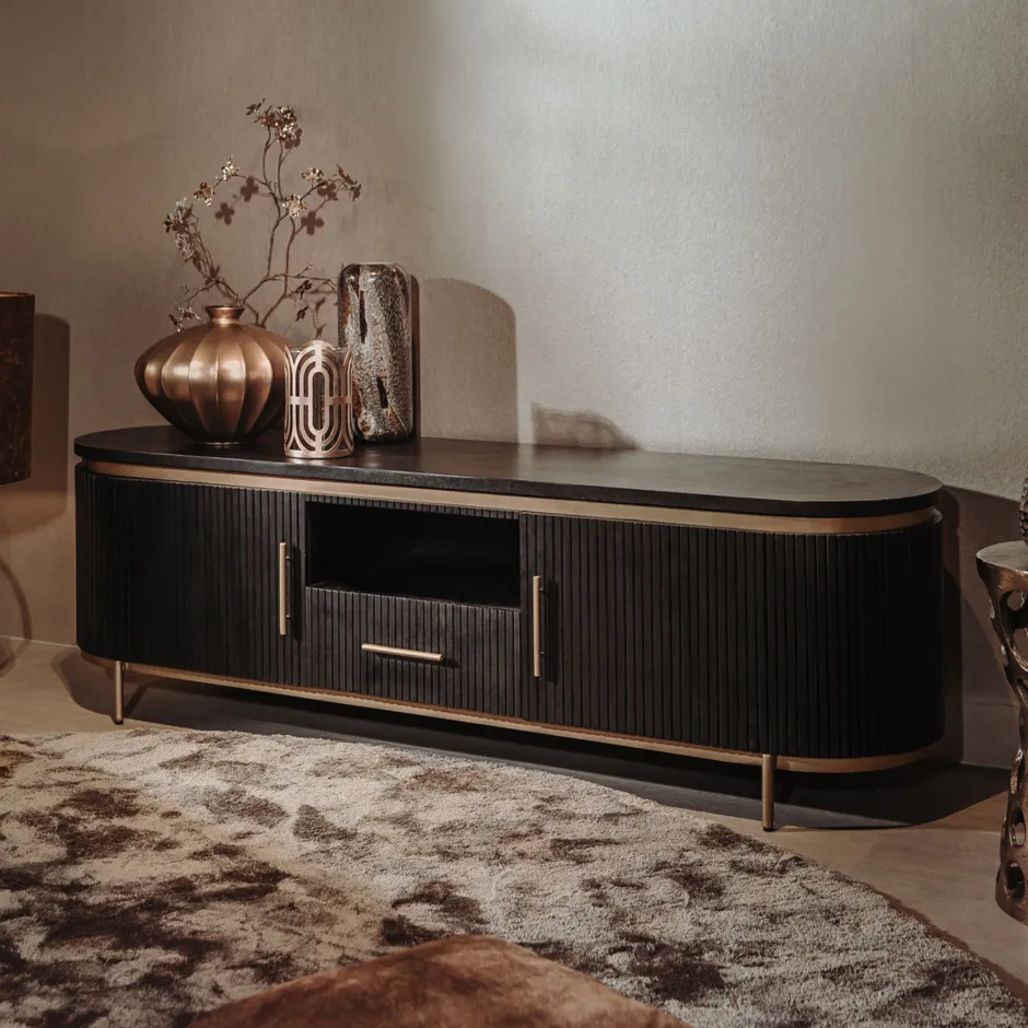 Tower Living TV-meubel Rivello Mangohout, 180cm* Tv-Meubel Zwart