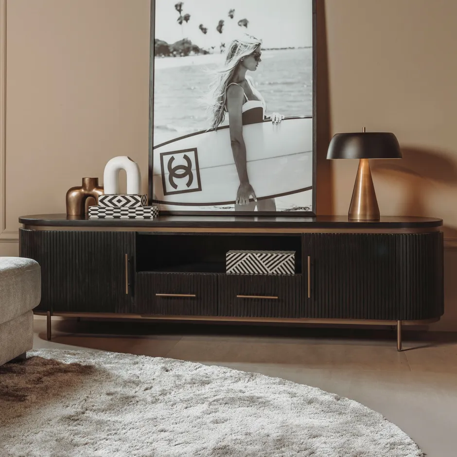 Tower Living TV-meubel Rivello Mangohout, 200cm* Tv-Meubel Zwart